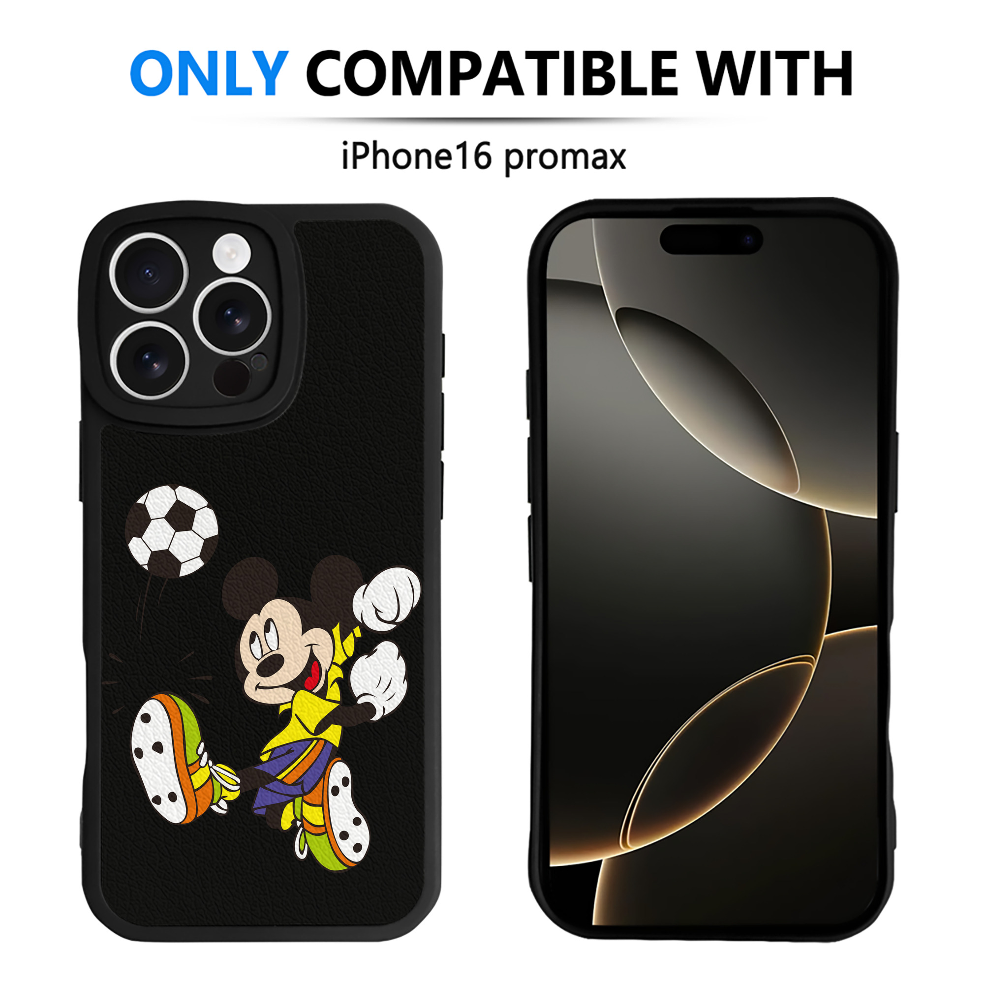 （画像用） ミッキーマウス Mickey Mouse 【iPhone 16シリーズ対応】シリコンスマホケース（レザー調） 材質：シリコン